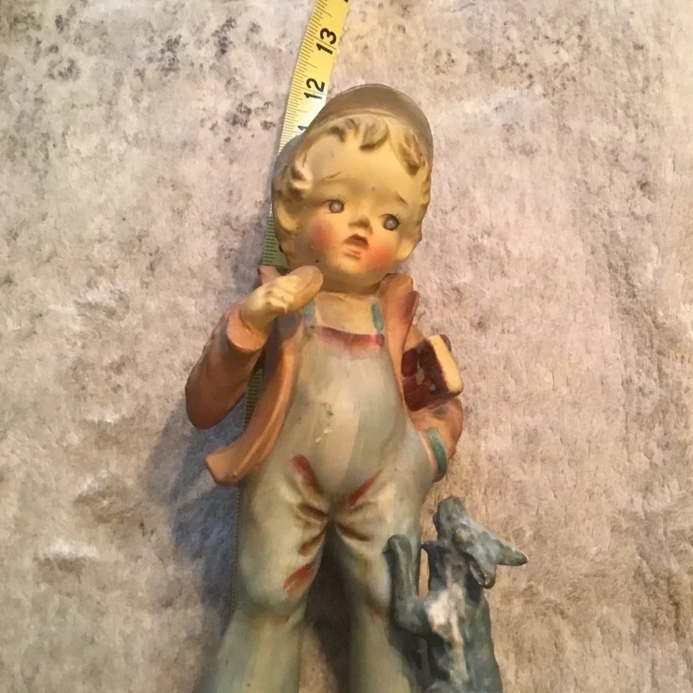 Charming Vintage Figurine Set - Boy and Girl with Dog Japanese Vintage